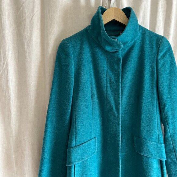 Weekend Maxmara Turquoise Wool Pea Coat 4 - Picture 3 of 9
